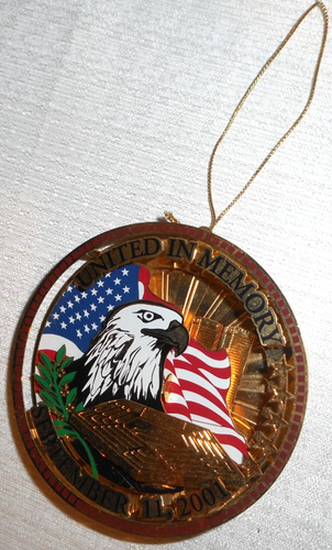 United in Memory SEPTEMBER 11 2001 Christmas 3-D Ornament American Flag & Eagle - Picture 3 of 10