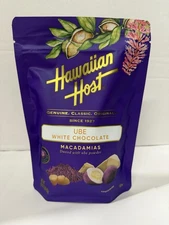 Hawaiian Host Ube Powdered White Chocolate Macadamias 1lb Resealable Bag x1