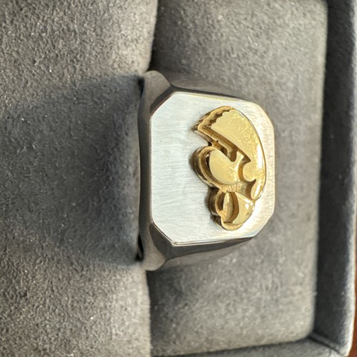 NEW 14K GP Sterling Silver Iowa Hawkeyes on Square Sterling Silver Signet Ring - Picture 4 of 4