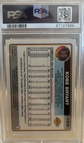 Kobe Bryant 2006 Topps Chrome Basketball Card #129 Graded PSA 10 - Picture 2 of 2