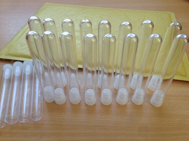 25 x plastic test tubes 100mm x 16mm test tube with push cap shots UK SELLER 25 x plastic test tubes 100mm x 16mm test tube with push cap shots UK SELLER