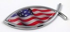 Jesus Fish Usa Flag American Car bike Auto Chrome Emblem Decal Sticker Christian