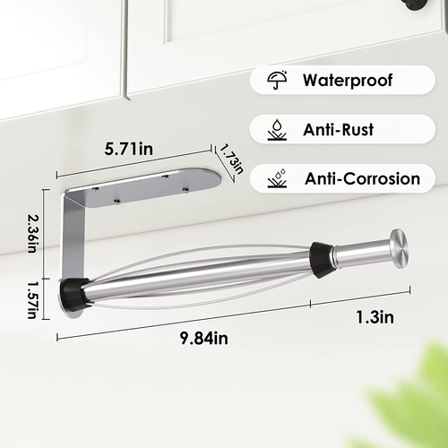 Paper Towel Holder under Cabinet, Single Hand Operable Wall Mount Paper Towel H - Picture 2 of 7