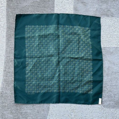 Vintage Hermes Paris Pattern Silk Pocket Square Green Preppy - Picture 5 of 9