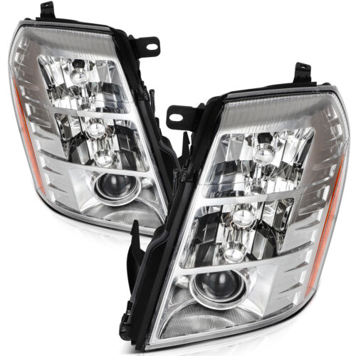 Chrome HID Projector Headlights For 2007-2013 Cadillac Escalade EXT Pickup 4-Dr