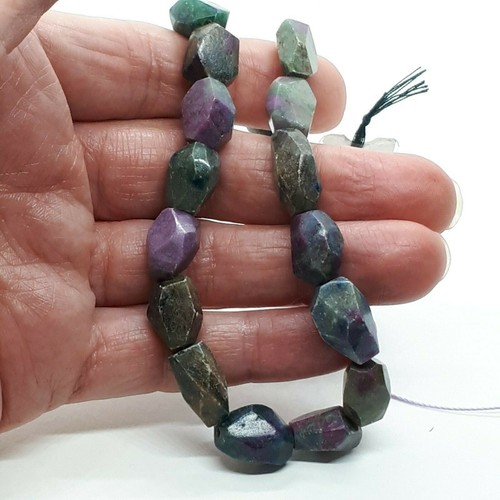 ruby in fuchsite faceted beads 6 x 11mm approx, 34cm - Picture 4 of 9