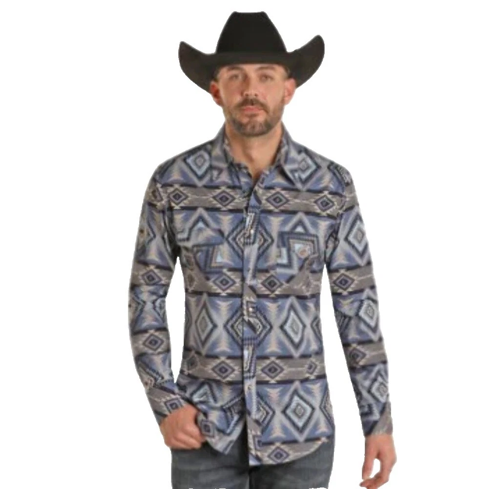 Azteca de manga larga Panhandle Slim informal con Botones camisas para hombres