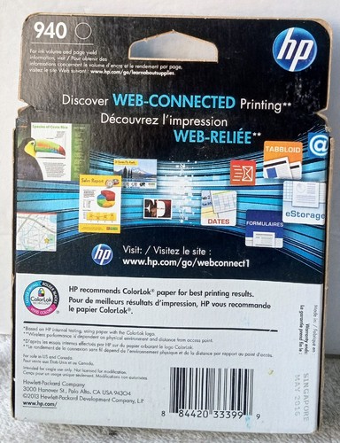 HP 940 Genuine C4902AN OfficeJet Black High-Yield Ink Cartridge (11/2015) Sealed - Picture 2 of 5