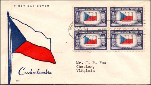 Scott 910 - 5 Cents Czechoslovakia Fidelity FDC Typed Addr Block Planty - 910-2 - Bild 1 von 2