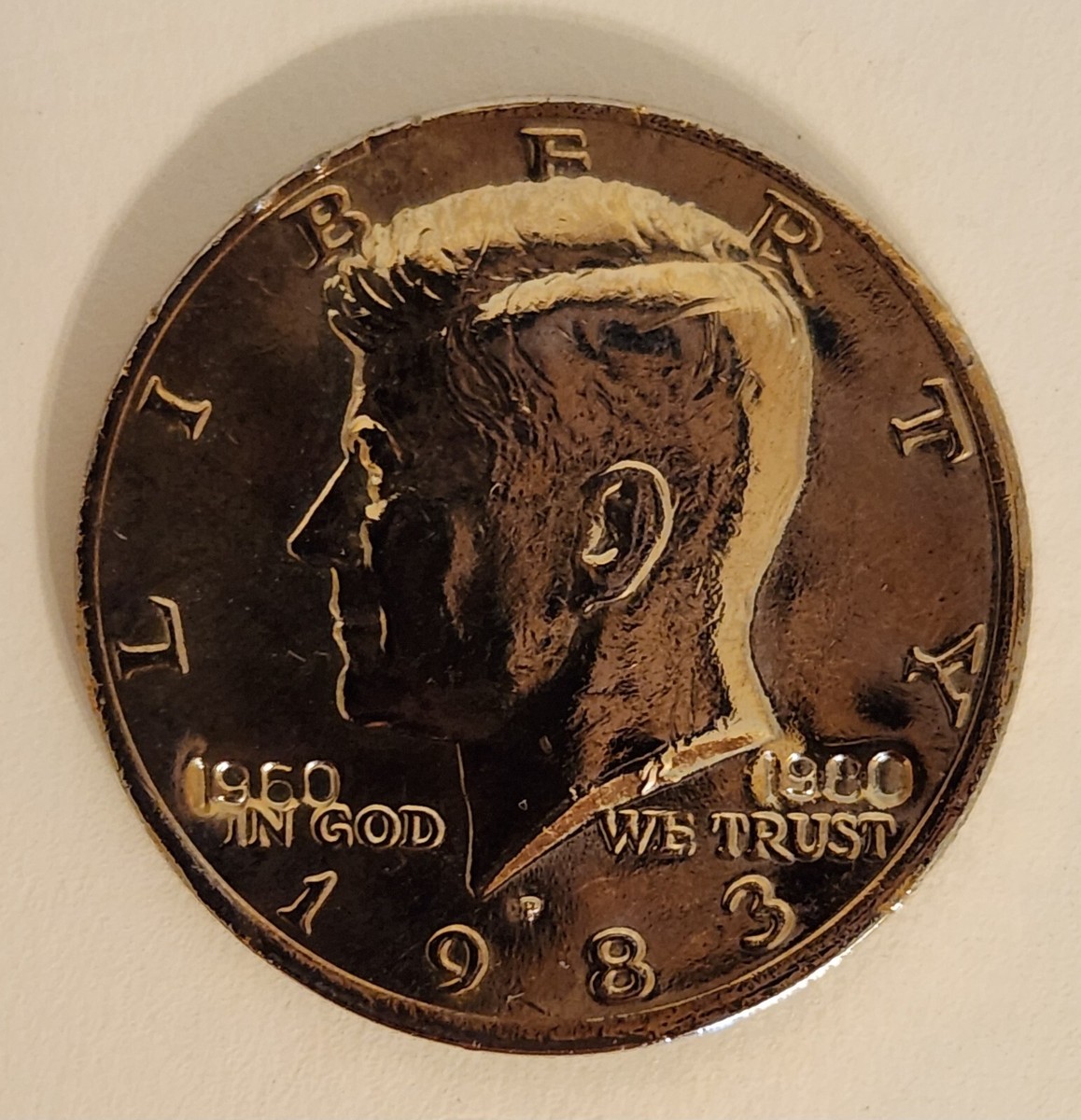 1983 P Gold Plated Kennedy Half Dollar Stamped 1960 - 1980