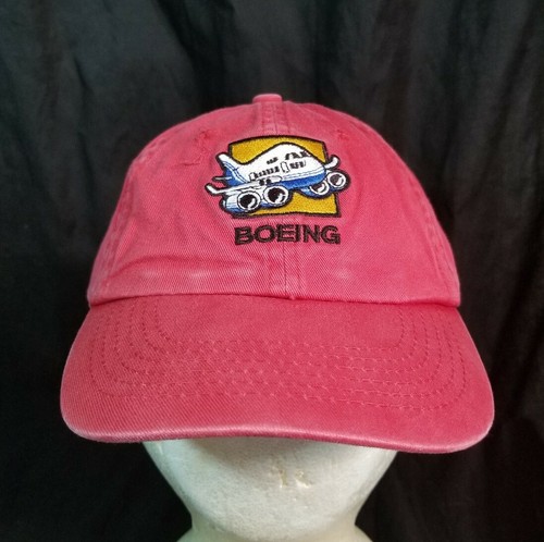 Youth Boeing Airplane Hat Flying Cartoon Red Strapback Cap - Picture 1 of 10