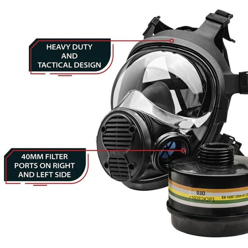 Parcil Safety NB-100 Gasmaske Vollgesichtsbeatmungsgerät mit 40 mm Abwehrfilter - Bild 17 von 20