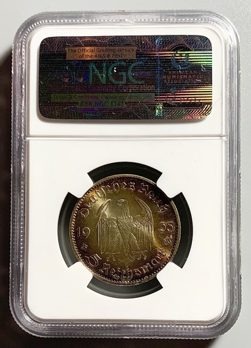 Nicely Toned 1935 A Germany Nazi Third Reich 5 Mark Silver Coin -  NGC MS 63 - Picture 4 of 4
