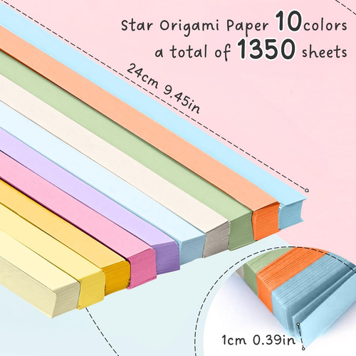 1350 Sheets Star Origami Paper 10 Assortment Color Star Strips DIY Hand Art Craf - Picture 2 of 7