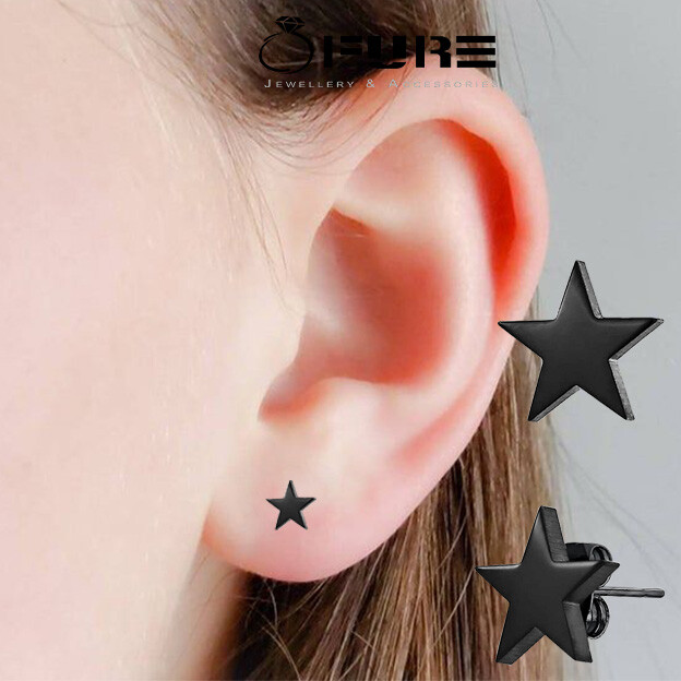 Star earrings black outlet