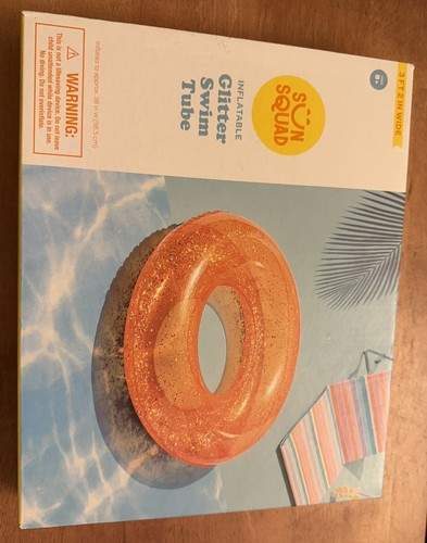 Sun Squad Pink Glitzerschlauch aufblasbar Pool Schwimmschlauch Schwimmer 36" NEU Erwachsene - Bild 1 von 2