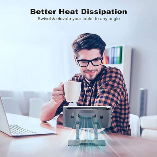 360° Swivel Metal Portable Tablet Stand Riser Bracket Adjustable Holder For Desk - Picture 12 of 23
