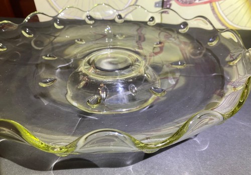 Indiana Glass Cake Plate Pastry Stand 13” Tear Drop Low Footed Fluted Edge READ - Picture 2 of 16