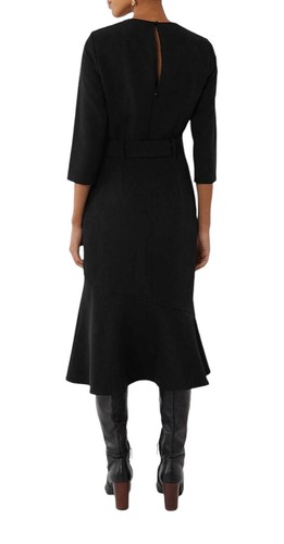 Warehouse Mujer con Cinturón Negro Midi Vestido 3/4 Manga de Campana Hem Office - Imagen 3 de 3