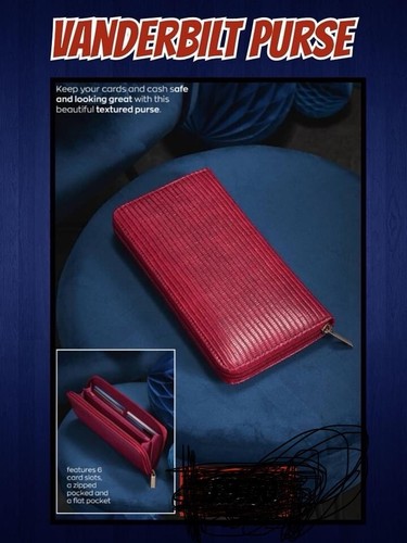 Nuevo Monedero Avon Vanderbilt Semi Patente Cremallera Alrededor Rojo - Imagen 1 de 4