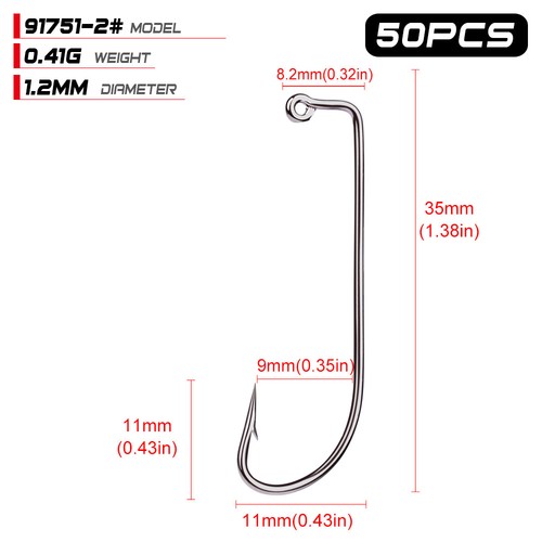 50pcs 90 Degree O'shaughnessy JIG Fishing Hooks Jig Big High-carbon Steel - Picture 7 of 18