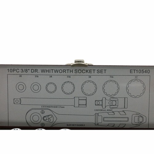 Eurotech 10pc 3/8" Drive Whitworth Socket Set | ET10540 | CR-V Steel 1/8-11/16" - Picture 4 of 4