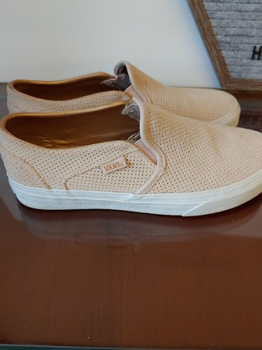 Vans Women's Slip On Shoes Perf Leather Rose Light Pink Size 7.5. Style #721356 - Picture 8 of 9