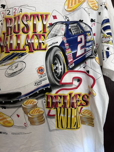 Vintage 90's Rusty Wallace Deuces Wild T Shirt - Picture 2 of 9