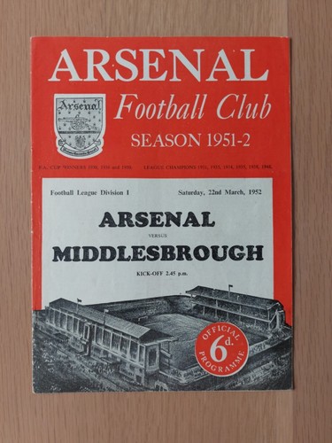 Arsenal v Middlesbrough 51-52 Div 1
