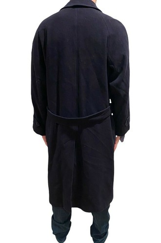 MEN'S PIERRE BALMAIN PARIS NAVY WOOL CASHMERE MEN'S BELTED TRENCH COAT 48 M - Picture 2 of 12
