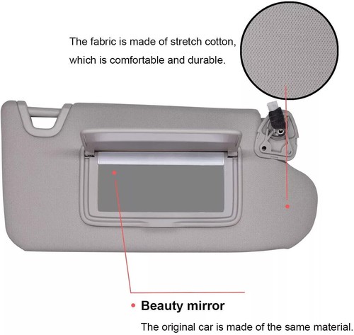 Pair Left & Right Side Gray Sun Visor For 2013-2018 Nissan Altima With Light O - Picture 5 of 10