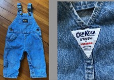 VTG OSH KOSH B'GOSH BABY BLUE JEAN DENIM COTTON BIB COVERALLS OVERALLS EUC 12M
