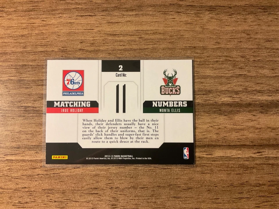 2012-13 Panini Basketball Jrue Holiday & Monta Ellis Matching Numbers #2 - Image 2 of 2