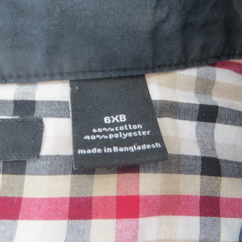 Sean John 6XB Mens Shirt 68" Red Black Beige Plaid SS Pockets Epaulettes - Picture 7 of 9