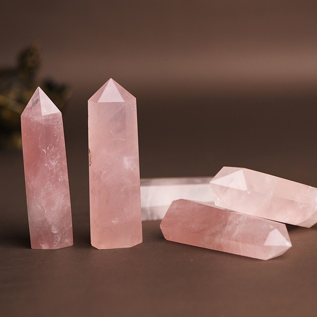5PC 40-50mm Natural Rose Quartz Crystal Point Stone Obelisk Pink Collection New