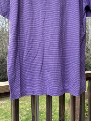 Peter Millar Polo Golf S/S Shirt Men XL Lavender White Stripe Cotton Business - Picture 23 of 24