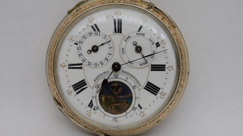 Working pocket watch silver moonphase silver pocket watch Works C9 - Picture 2 of 22