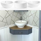 Grey Bathroom Vanity Unit Cabinet Corner Wash Stand & White Ceramic Basin 501W