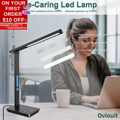 10 in 1 Smart Desk Lamp Led, Desk Light for Colleage Drom Room Office, Eye-Carin - Picture 3 of 12