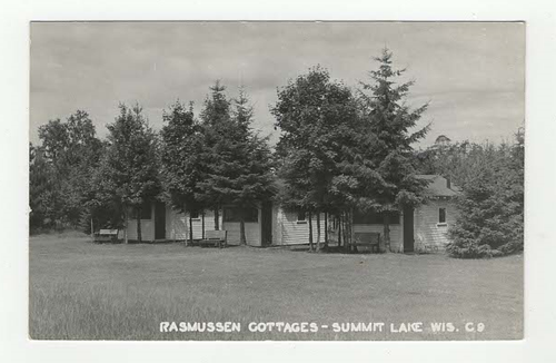 Vintage Echt Foto Postkarte RPPC Rasmussen Cottages Gipfel See WI - Bild 1 von 2