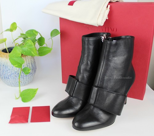 New VALENTINO GARAVANI Bow Leather Ankle Boot– Statement Heels for Night EUR39.5 - Picture 6 of 17