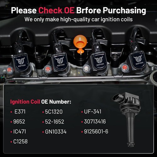 Pack of 5 Ignition Coils UF341 Fit for Volvo C70 S60 S70 S80 V70 XC70 XC90 L5 L6 - Picture 4 of 7
