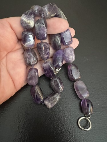Fine Sterling Silver Amethyst Quartz Large Necklace - Picture 3 of 7