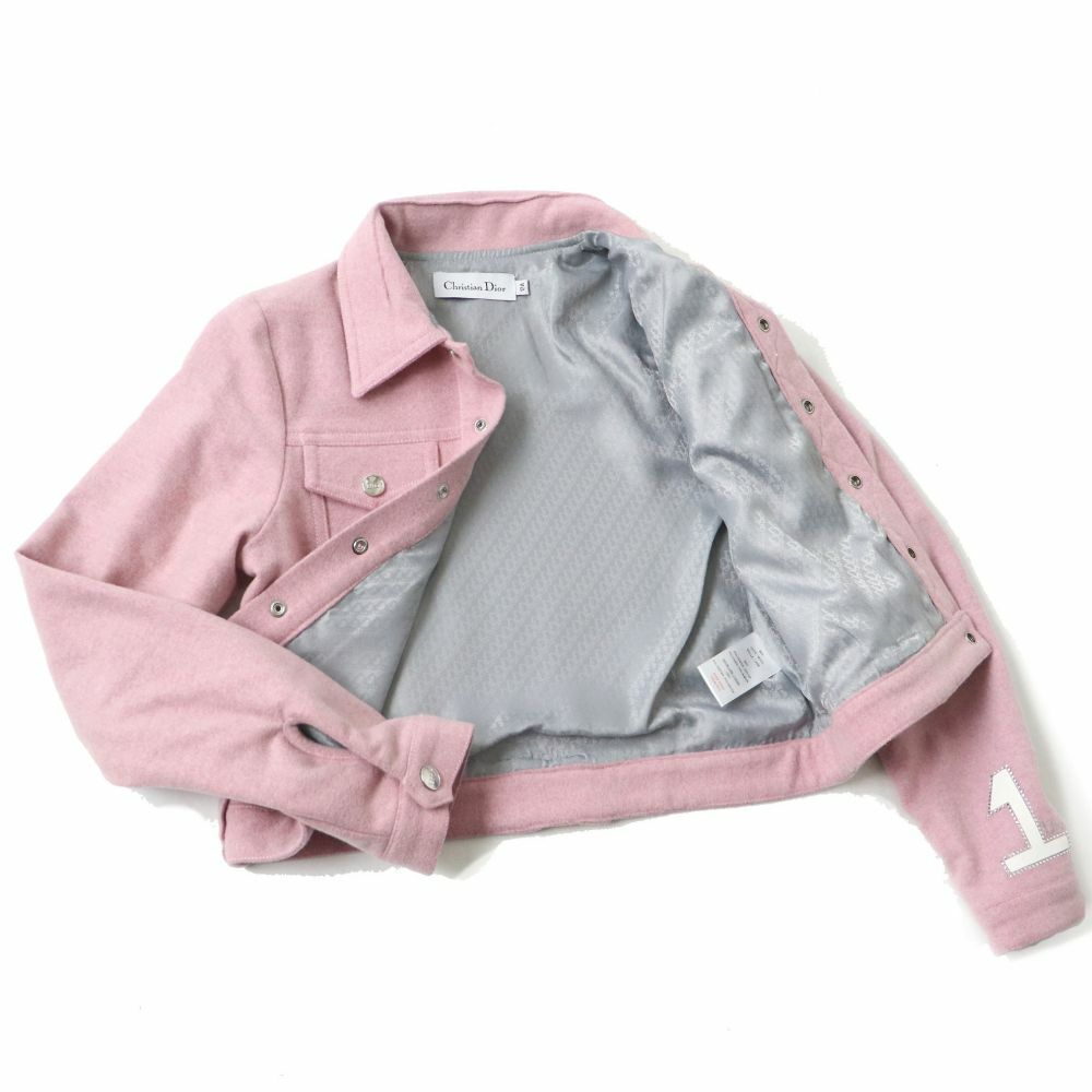 Used Christian Dior Logo Embroidery Jacket Kids Girls Size 12A Pink Color