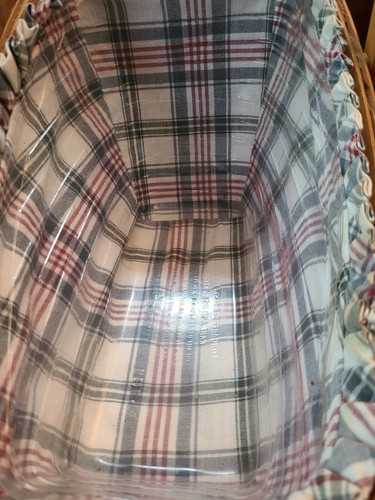 Longaberger Slanted Basket Swivel Handles Plaid Liner Plastic Protector 1997 - Picture 5 of 9