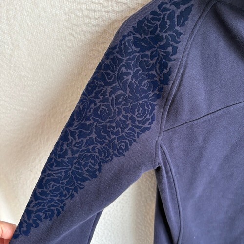 Lululemon Floral Flock Back Zip Sweatshirt Women's Size 4 Midnight Blue - Picture 5 of 9