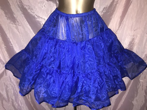 NEW ROYAL BLUE NET UNDERSKIRT CRINOLINE PETTICOAT 2 TIERS SIZE MEDIUM - 第 2/3 張圖片