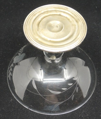 VINTAGE CROSBY STERLING SILVER WEIGHTED COMPOTE, CANDY DISH, CUT GLASS TOP - Picture 2 of 5