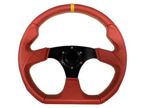 Volante rojo negro D1 350 mm + kit Boss se adapta a MARUTI GYPSY 002 - Imagen 2 de 6
