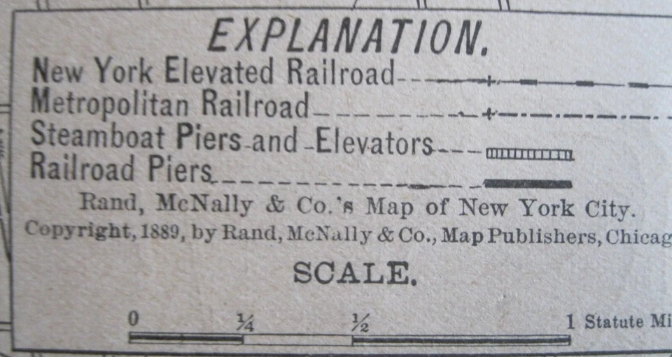 Mapa de calles McNally 1889 Manhattan (NYC), Brooklyn, Jersey City en rev. Philadelphia Foto 3 de 4